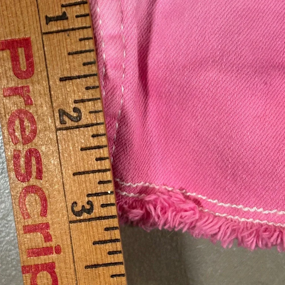 Justice Girls Pink White Two Tone Mini Mom Distressed Denim Shorts Size 8